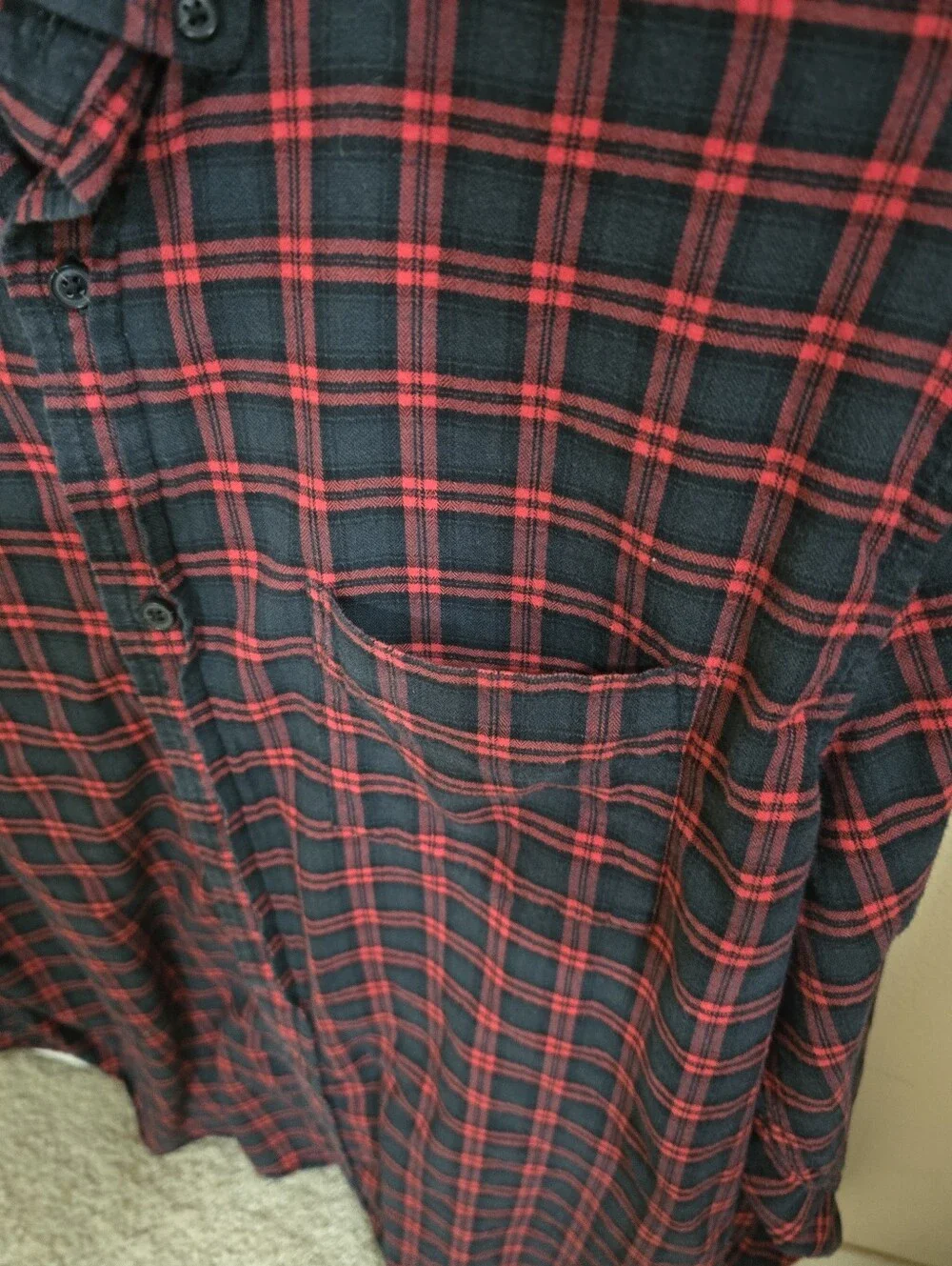 Banana Republic Red and Black Plaid Button-Down Shirt